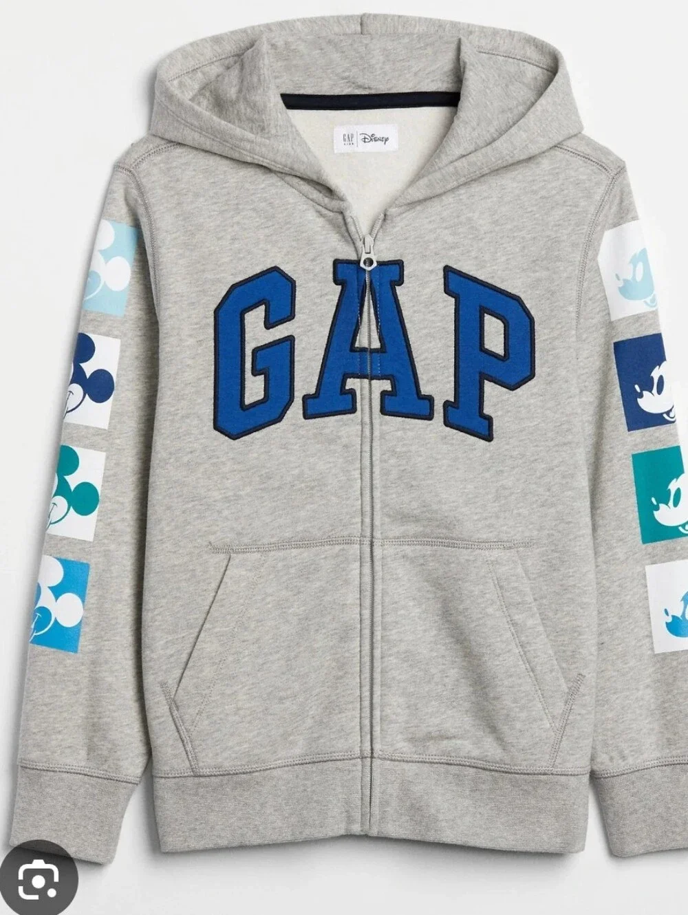 GAP Kids x Disney Grey Mickey Mouse Sweatshirt, Spell Out Letters Embroidered